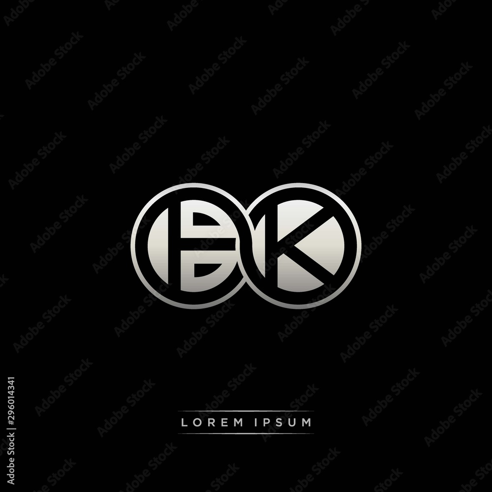 BK initial letter linked circle capital monogram logo modern template silver color version BK initial letter linked circle capital monogram logo modern template silver color version