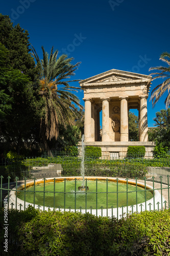 A Beautiful Greek-Like Temple in Valetta Lit By the Afternoon Sun