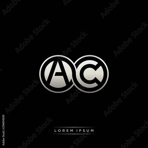 AC initial letter linked circle capital monogram logo modern template silver color version