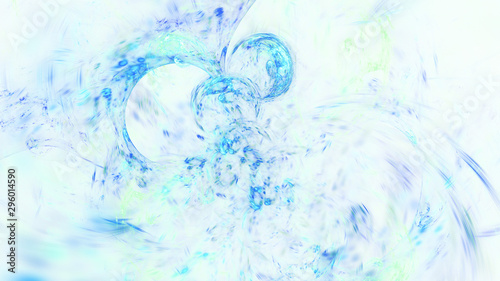 Abstract transparent blue and green crystal shapes. Fantasy light background. Digital fractal art. 3d rendering.
