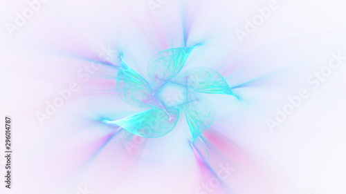 Abstract transparent pink and blue crystal shapes. Fantasy light background. Digital fractal art. 3d rendering.