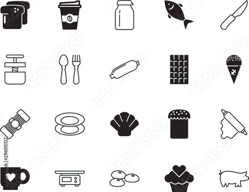food vector icon set such as: steam, dish, water, paschal, juice, can, fork, conservation, sausage, squeeze, household, birthday, bar, creative, cuisine, italian, kilogram, agriculture, texture