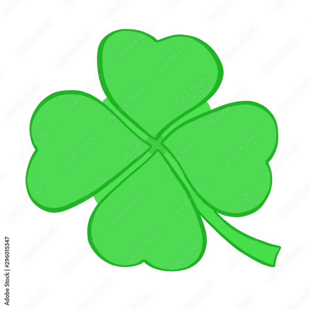 Hand drawing. Green four leaf clover isolated on white background. Sign of Lucky. Can be use decorate for any web, card, banner, sticker. St. Patrick's day. Hand drawing. Green four leaf clover isolated on white background. Sign of Lucky. Can be use decorate for any web, card, banner, sticker. St. Patrick's day.