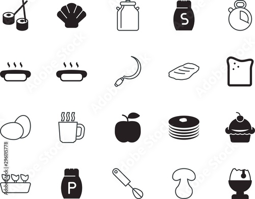 food vector icon set such as: hour, mushroom, milk, icons, one, growth, stem, pizza, image, can, sketch, thin, steel, vacancy, grow, science, mix, chopstick, mobile, silicone walley, cuisine, whip