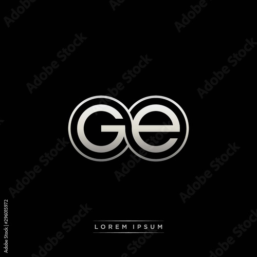GE initial letter linked circle capital monogram logo modern template silver color version