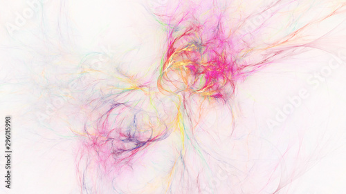 Abstract transparent pink and golden crystal shapes. Fantasy light background. Digital fractal art. 3d rendering.
