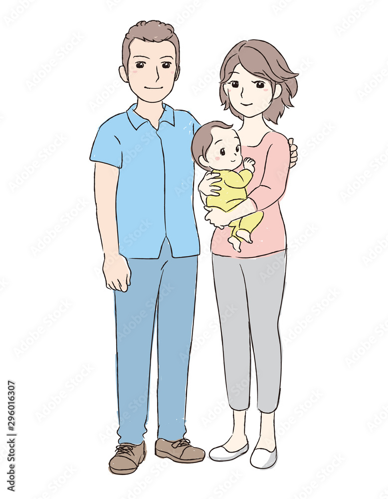 Happy parents. Young mother holding her baby. Vector illustration. Happy parents. Young mother holding her baby. Vector illustration.