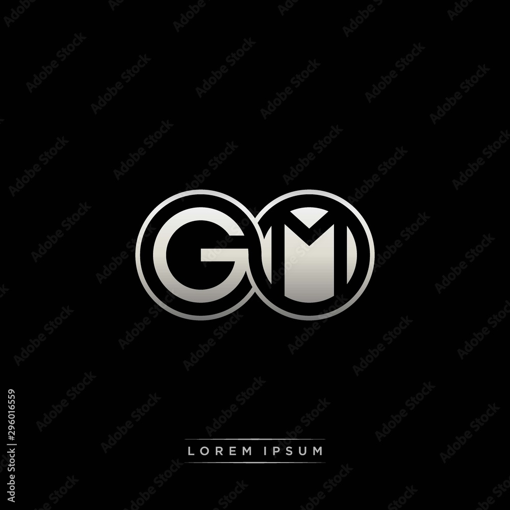 GM initial letter linked circle capital monogram logo modern template silver color version GM initial letter linked circle capital monogram logo modern template silver color version