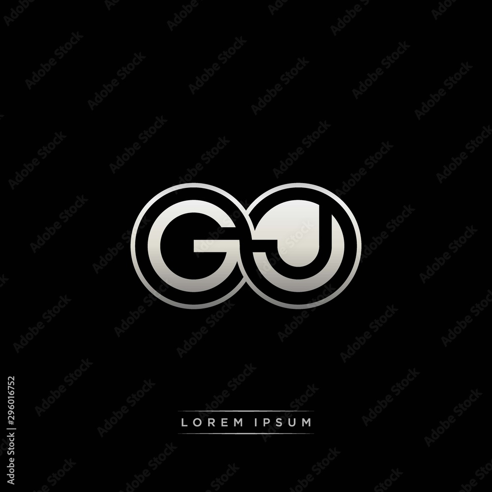 GJ initial letter linked circle capital monogram logo modern template silver color version GJ initial letter linked circle capital monogram logo modern template silver color version