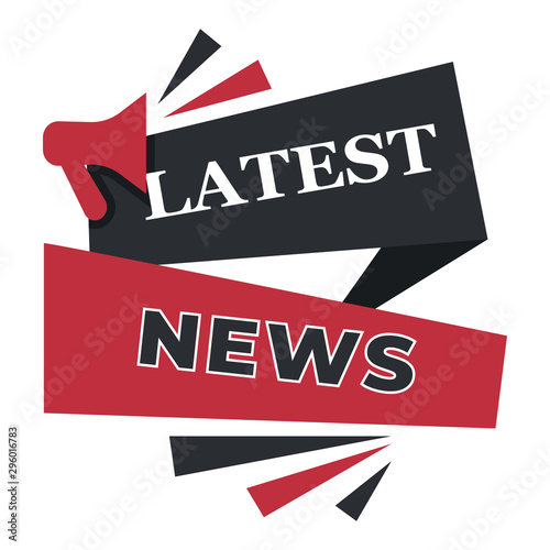 Latest news announcement banner with stripes and megaphone