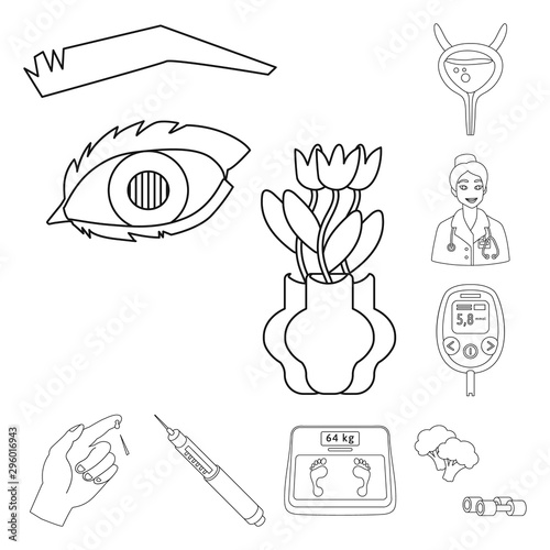 Vector illustration of mellitus and diabetes sign. Set of mellitus and diet vector icon for stock.