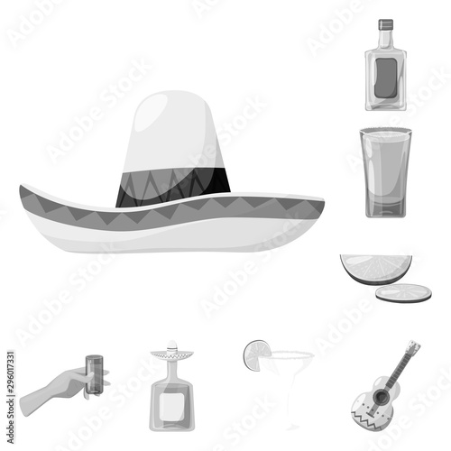 Vector design of fajita and fiesta icon. Collection of fajita and celebration vector icon for stock.