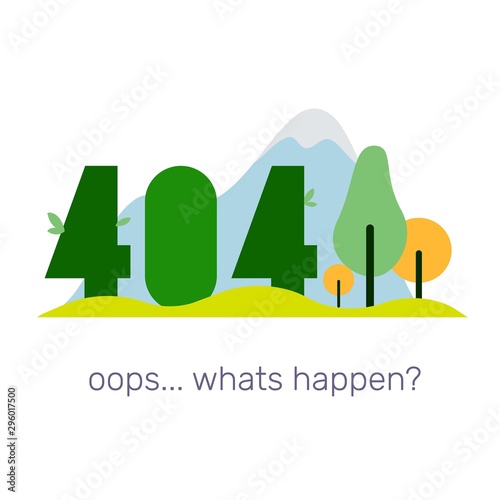 Vector creative template of found 404 error page with mountain a