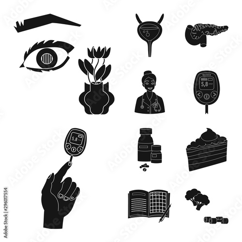 Vector illustration of healthcare and medicine sign. Collection of healthcare and diabetes vector icon for stock.