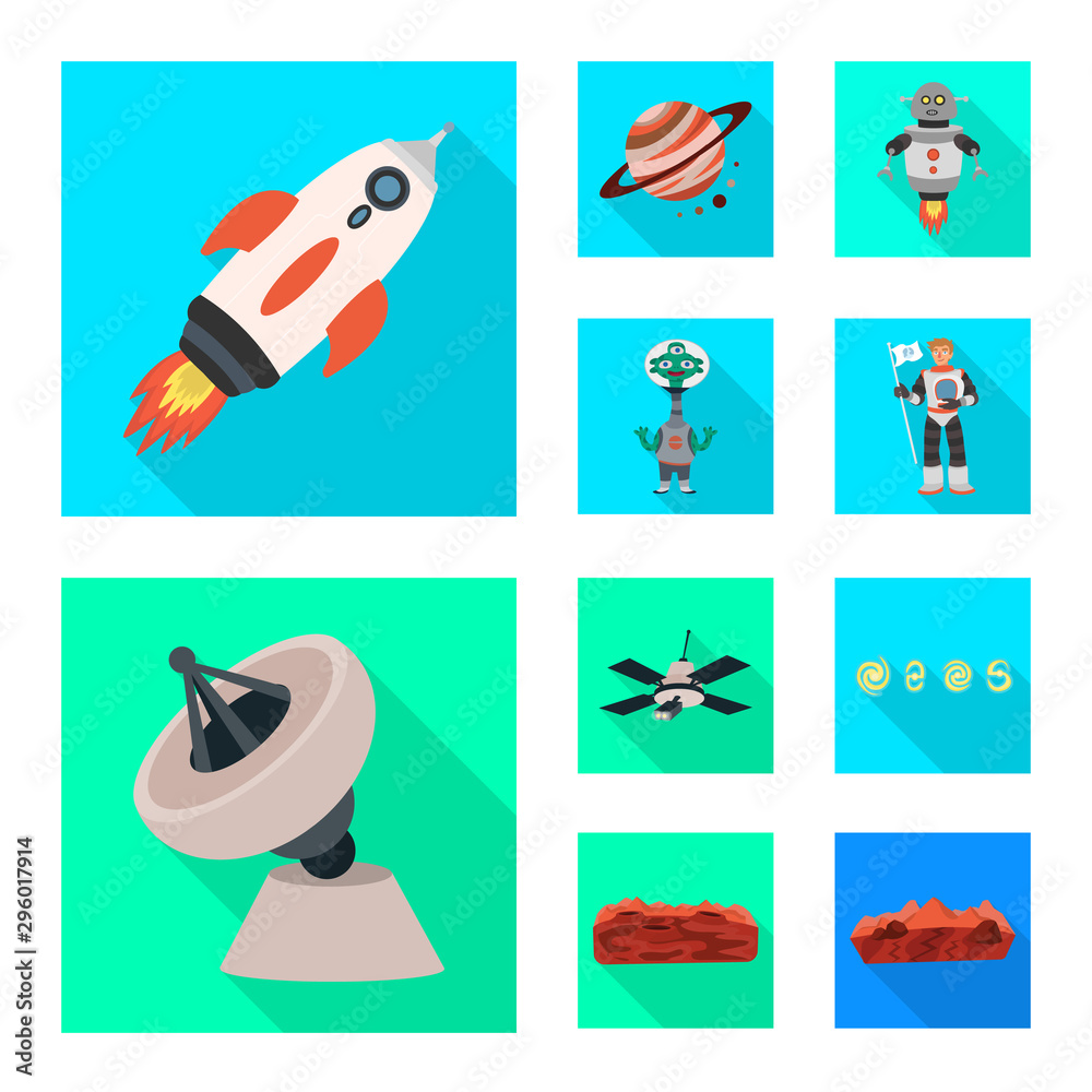 Vector illustration of science and cosmic icon. Set of science and technology stock symbol for web. Vector illustration of science and cosmic icon. Set of science and technology stock symbol for web.