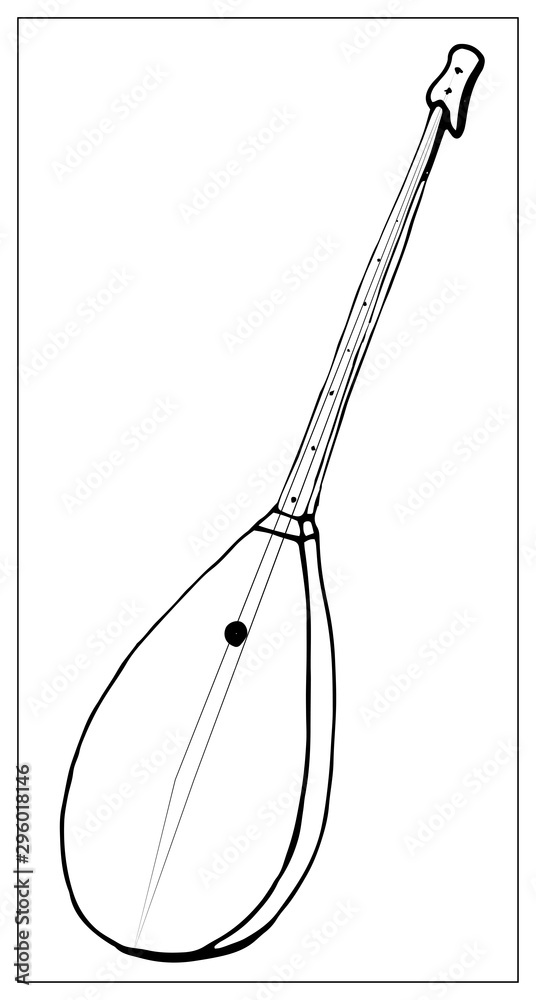 Vector greeting card with dombra. Linear hand drawn illustration. Vector greeting card with dombra. Linear hand drawn illustration.