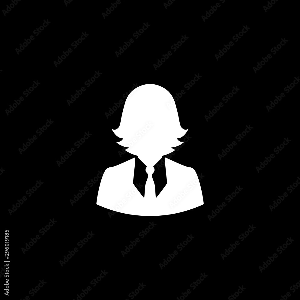 Female symbol. Simple icon of woman on black background Female symbol. Simple icon of woman on black background