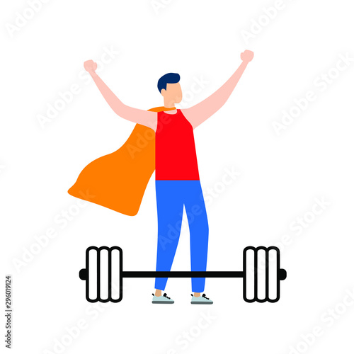 Barbel, Dumbbell Icon. Flat cartoon character isolated on white background.