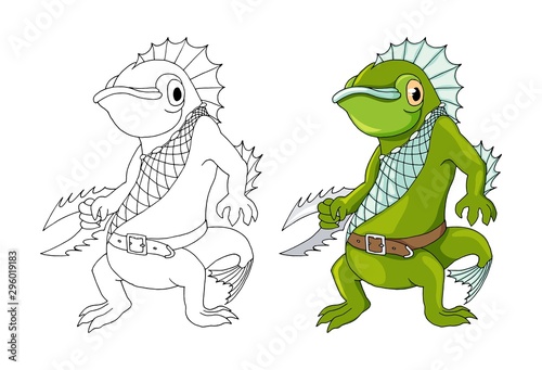 Fototapeta Naklejka Na Ścianę i Meble -  Cartoon fish monster sea creature character. Vector clip art illustration