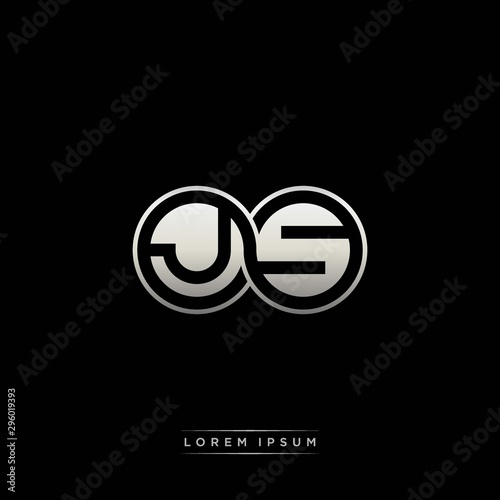 JS initial letter linked circle capital monogram logo modern template silver color version