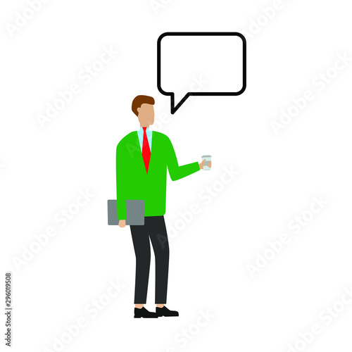 Dialog window icon. Speech bubble Flat cartoon character isolated on white background