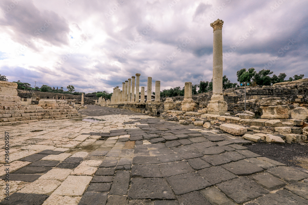 Ancient Roman Columns in the Beit She'an  Park, Israel