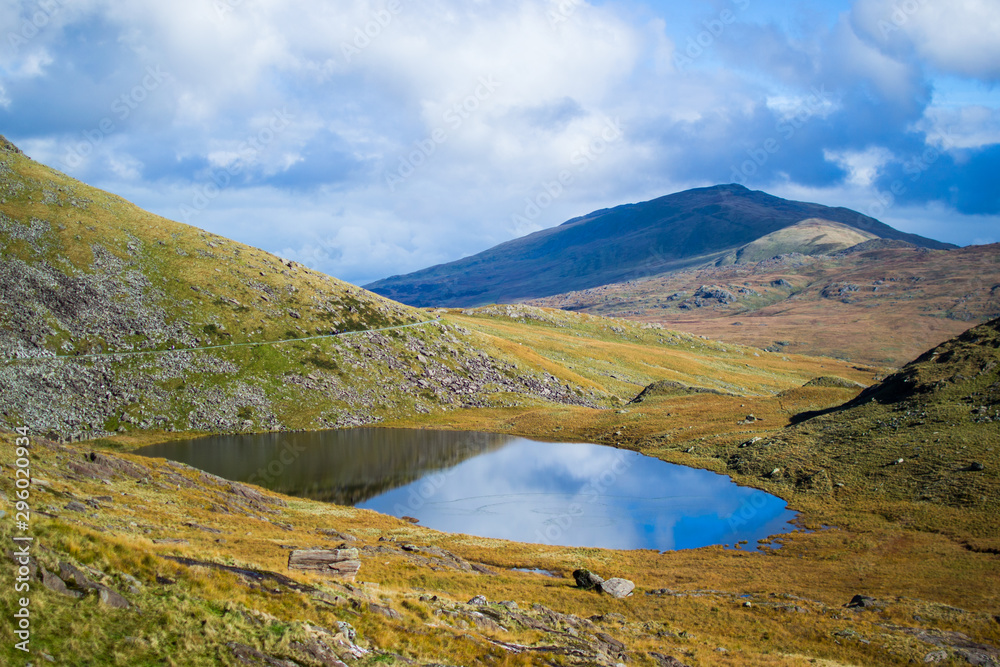 Lake and mountains at the background in Snowdonia National Park in Wales Lake and mountains at the background in Snowdonia National Park in Wales