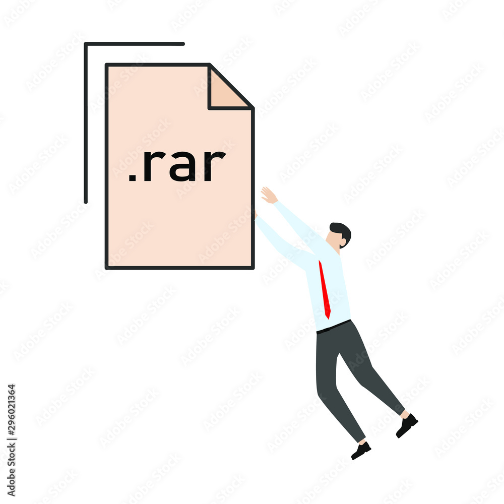 RAR document. Flat cartoon character isolated on white background. RAR document. Flat cartoon character isolated on white background.