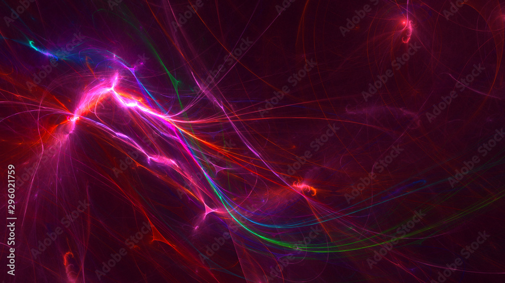 3D rendering abstract colorful fractal light background