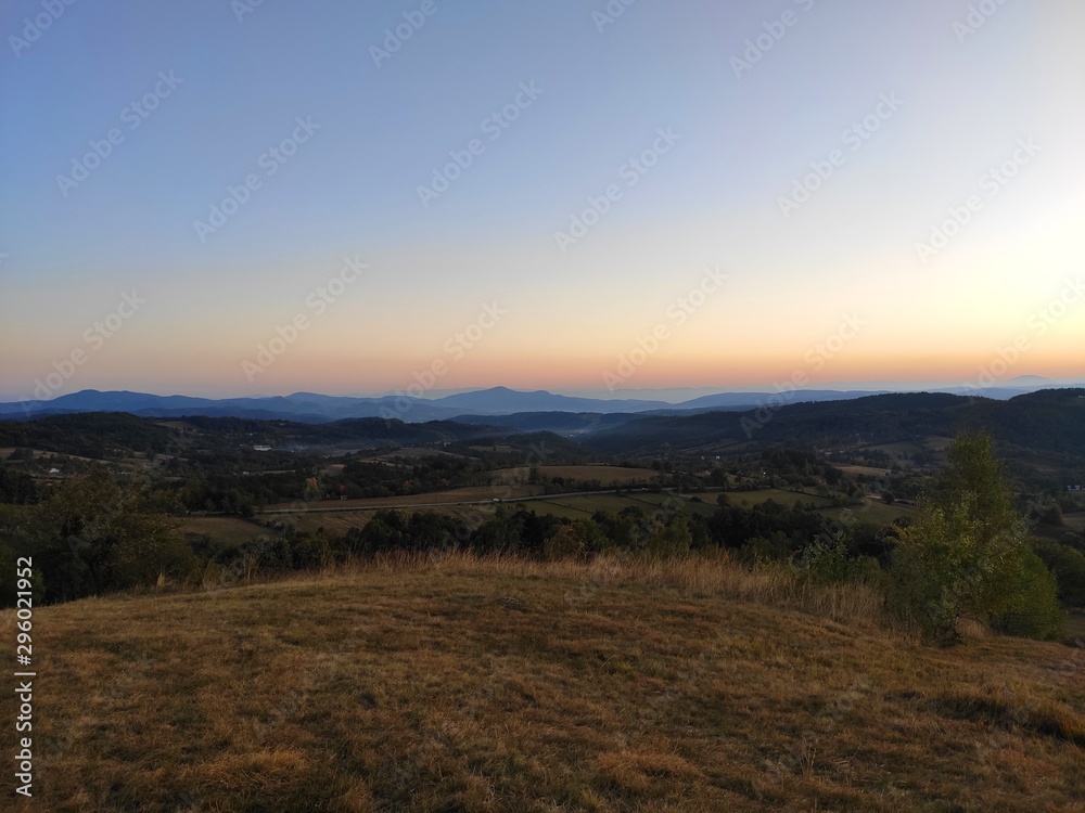 Sunset at mountain rudnik Serbia in autumn