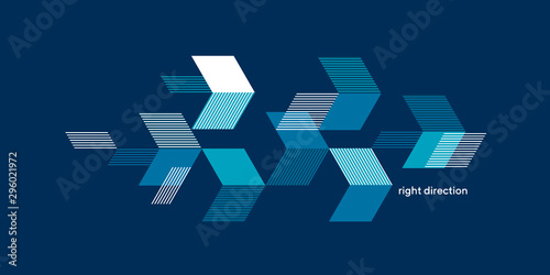 Textured arrows on blue background composition