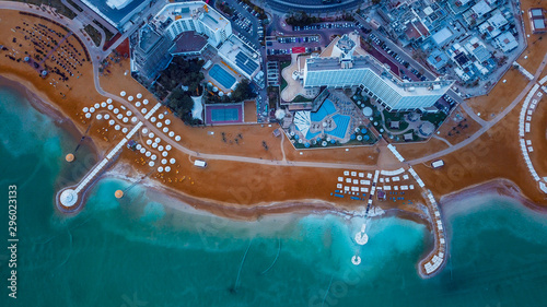 Aerial View to the Dead Sea Beach, Ein Bokek, Israel photo