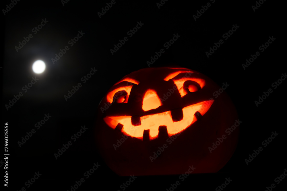 Halloween background with Moon. Pumpkin head Halloween background with Moon. Pumpkin head