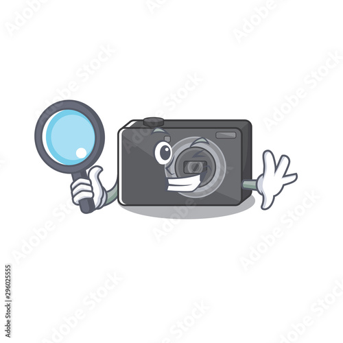 Detective digital camera isolated with the character