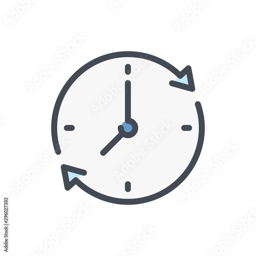 Refresh time color line icon. Update clock vector outline colorful sign.