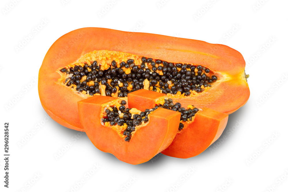 ripe papaya isolated on white background with clipping path. ripe papaya isolated on white background with clipping path.