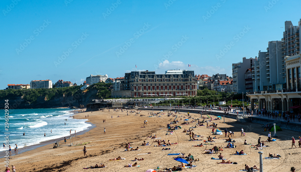 view of beach of Biarritz, Basque french city