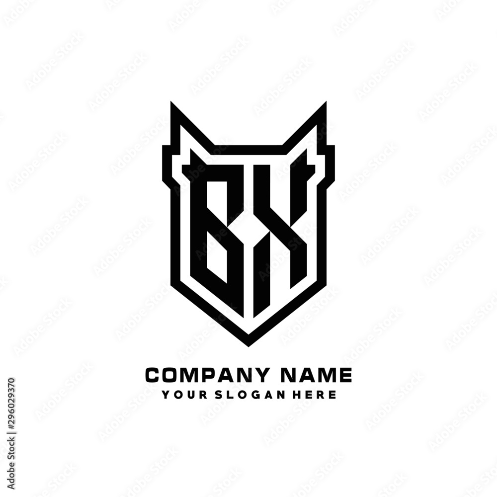 Initial letter BX Shield vector Logo Template Illustration Design, black color