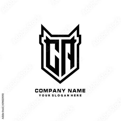 Initial letter CA Shield vector Logo Template Illustration Design, black color