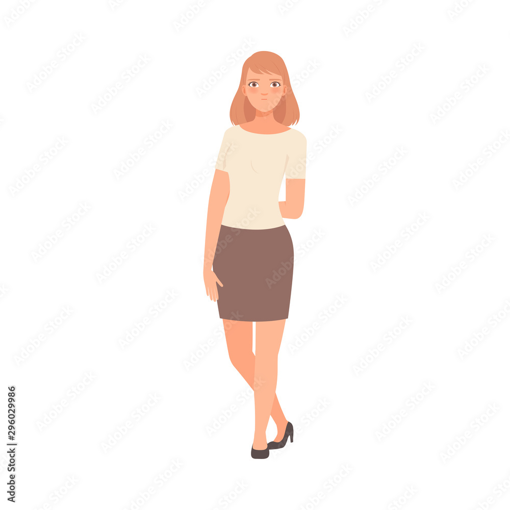 The girl holds a hand behind her back illustration vector The girl holds a hand behind her back illustration vector