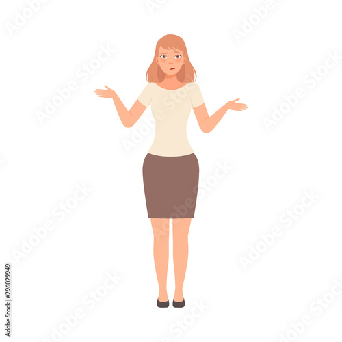 The girl does not understand what is happening illustration vector