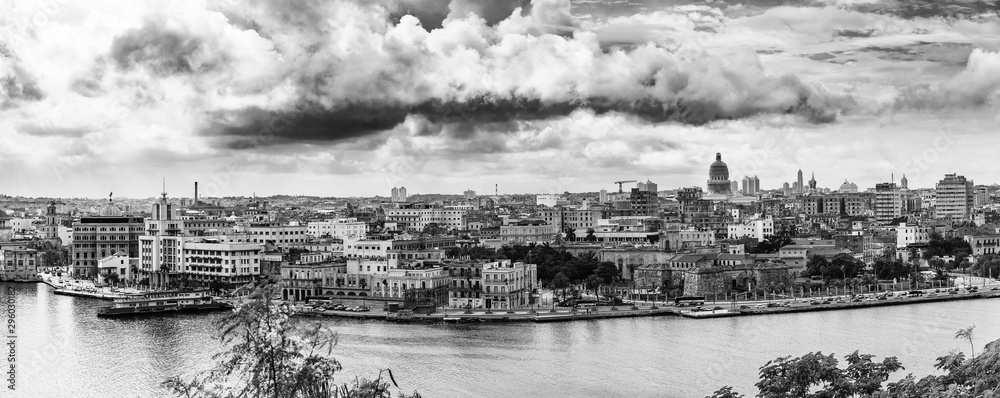 Panorama Havanna Kuba schwarz-weiss