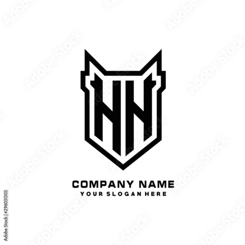 Initial letter HH Shield vector Logo Template Illustration Design, black color