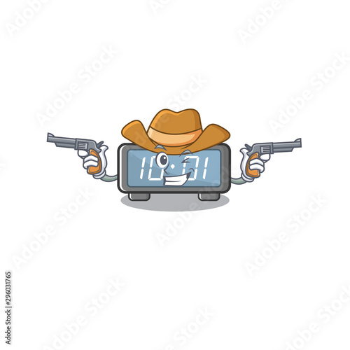 Cowboy digital clock isolated in the mascot