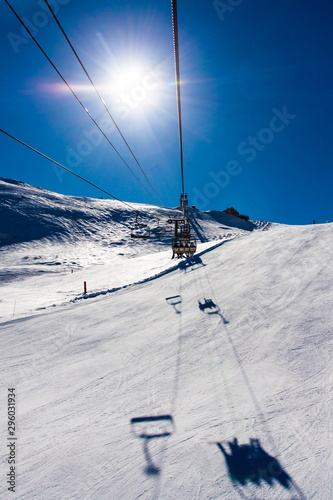 Cableway/chair lift in the Risoul resort, France