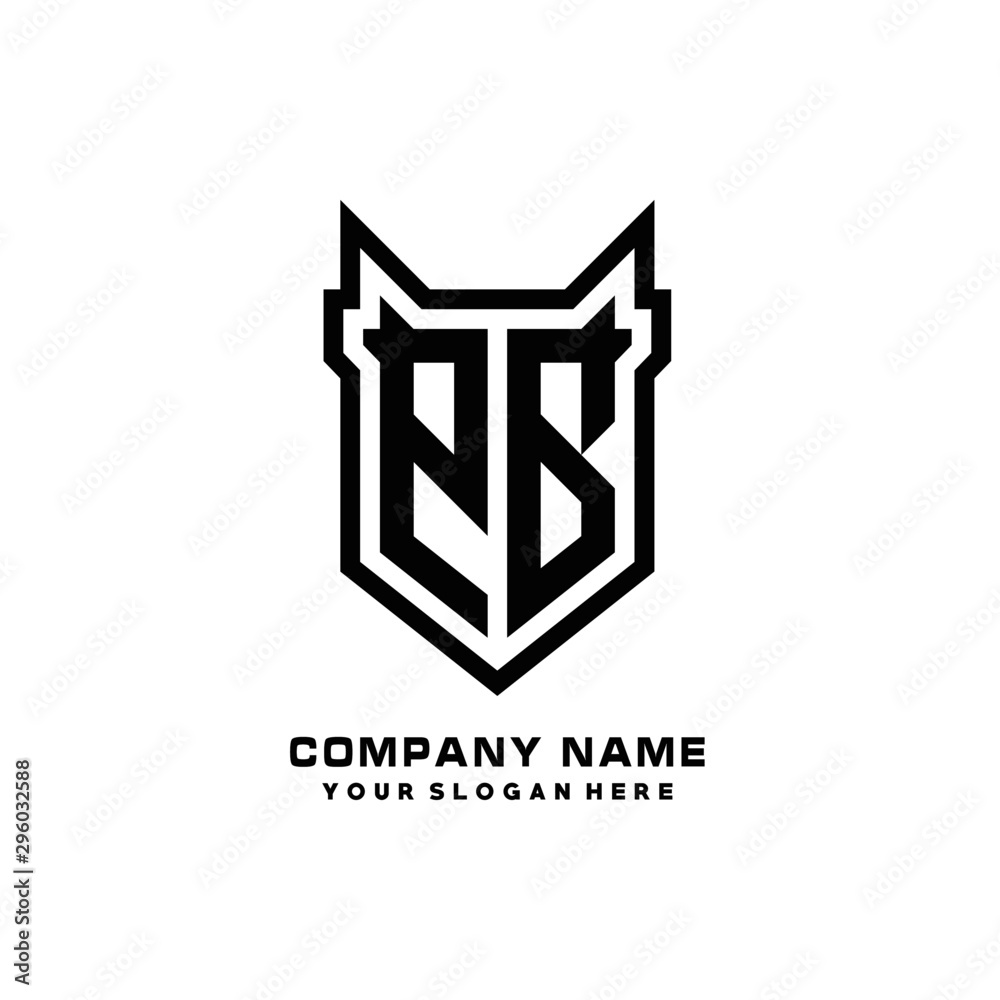 Fototapeta premium Initial letter PB Shield vector Logo Template Illustration Design, black color