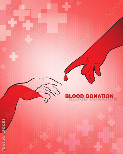 Blood donation design. Creative donor poster. Blood Donor banner. Red drop. Donation volunteer. Blood donation medical poster. Save human life concept. Vector illustration