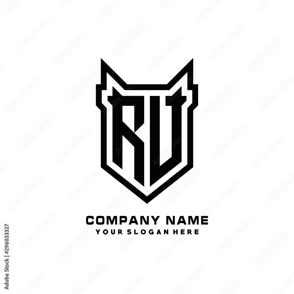 Obraz premium Initial letter RV Shield vector Logo Template Illustration Design, black color
