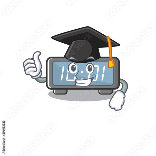 Graduation digital clock clings to cartoon wall