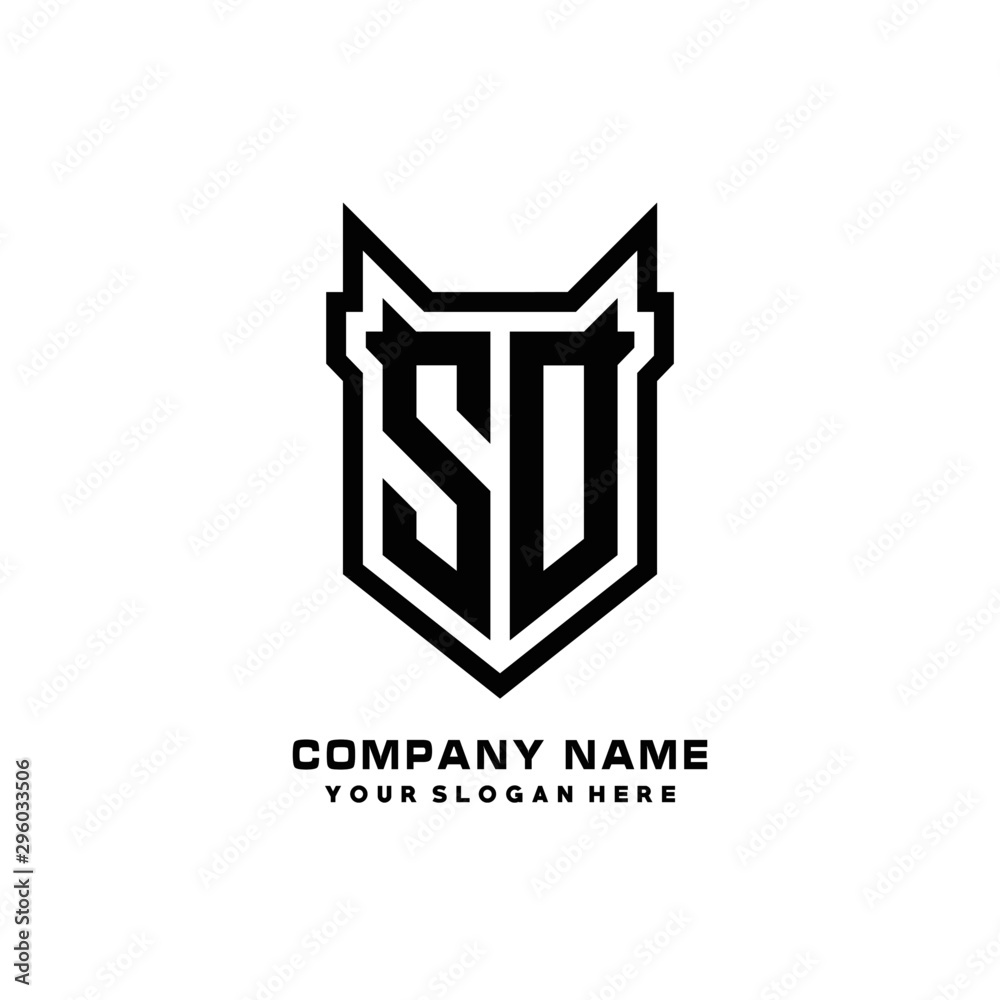 Fototapeta premium Initial letter SO Shield vector Logo Template Illustration Design, black color